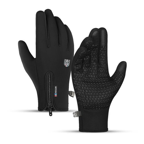 TEMEI Winter Thermal Gloves for Men Women, Touch Screen Water Resistant Windproof Anti Slip Warm Glove for Cycling Driving Running Hiking (Medium, Black)