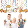 Kristin Paradise 30Ct Art Hanging Swirl Decorations, Sip n Paint Party Supplies, Little Painting Artist Birthday Theme Decor for Boy Girl Kids Baby Shower
