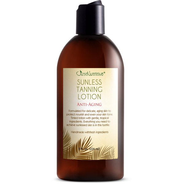 Sunless Tanning Lotion | Anti-Aging Self-Tanner | Body Tanning | Sun Kiss Glow Bronze Finish | Bronzer Lotion For All Skin Types | Just Nutritive | 8 Oz