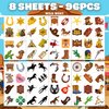 Cowboy Temporary Tattoos First Birthday Party Decorations Supplies Favors 96 PCS 8 Sheets Cute Fake Tattoo Stickers Party Games For Children Kids Boys Girls School Gifts Reward Home Activity