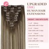 GOO GOO Clip in Hair Extensions Real Human Hair, 16inch 150g 9Pcs, 4/26/4 Balayage Chocolate Brown to Honey Blonde, Remy Human Hair Extensions Clip ins for Women, Natural Human Hair