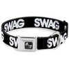 Dog Collar Seatbelt Buckle Swag Black White 15 to 26 Inches 1.0 Inch Wide