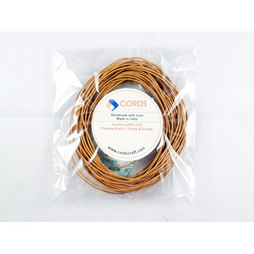 Cords Craft® | 3mm Round Leather Cord Leather Matte Finish String for Jewelry Making Bracelet Beading Work Hobby and DIY Craft (Natural Dye Mustard, 10.93 Yards) | Roll of 10 Meters Leather Cord