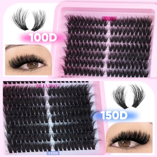 Lash Extension Kit Fluffy Lash Clusters Kit 280pcs Volume Eyelash Extension Kit 100D/150D 2 Styles Eyelash Clusters Kit Bond and Seal Lash Glue with Tweezers Thick Individual Lashes Kit by Ruairie