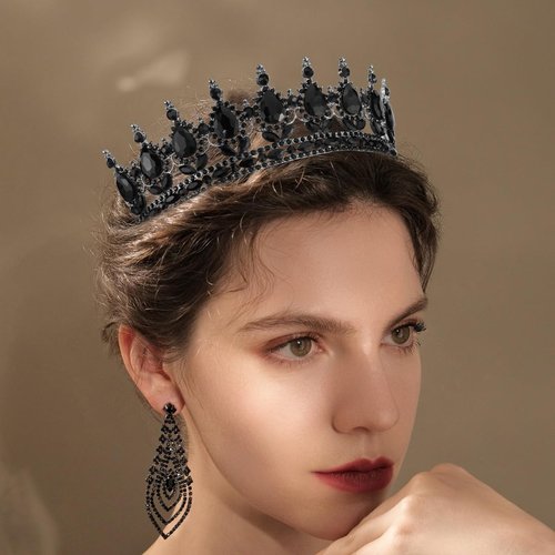 TOBATOBA Black Crowns and Tiaras for Women, Black Swan Costume Gothic Crown Gothic Tiara Gothic Wedding Dress Accessories Halloween Costumes Women Birthday Prom Pageant Cosplay Hair Accessories