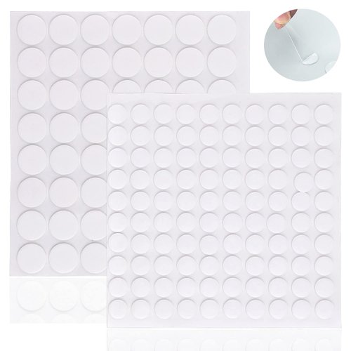 156 PCS Double Sided Adhesive Dots, Removable Clear Sticky Putty No Trace Round Adhesive Putty for Wax Seal Kit Wall Hanging Festival Decoration (10mm +15mm)