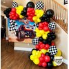 12 Pcs Black White Checkered Balloons 18 Inch, Big Black White Round Checkered Balloons Mylar Foil Checkered Balloons for Race Car Themed Birthday Party Decorations Supplies