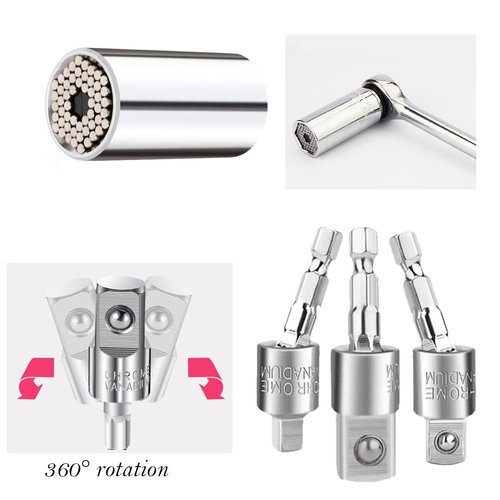 YENJO 26 PCS Flexible Drill Bit Extension Set with 2 PCS 105°Angle Drill Bit Extension, 1/2 3/8 1/4 inch Universal Socket Adapter & Drill Bit Holder & Universal Socket Grip & Screwdriver Bit Kit