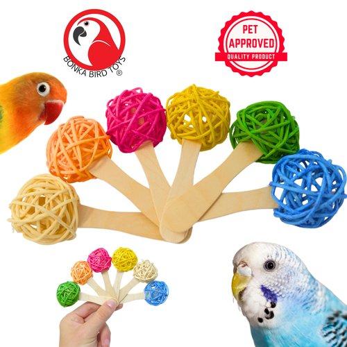 Bonka Bird Toys 2642 Pk6 Vine Lollipop Natural Chew Foot Talon Parrot Cage Toys, Cockatiel, Conure, Ringnecks, and Similar Breed Sizes