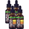 (4 Pack) Organic Vitamin D3 K2 Drops w MCT Oil Omega 3, 5000 IU, Maximum Strength Vitamin D Liquid 5000 IU, No Fillers, Non-GMO Liquid D3 for Faster Absorption & Immune Support, Unflavored, 4 Fl Oz