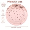 Aneco 60 Pieces 7 Inches Disposable Paper Plates Pink Rose Gold Foil Dot Dessert Plates Round Paper Plates for Wedding Bridal Shower Birthday Party Decorations