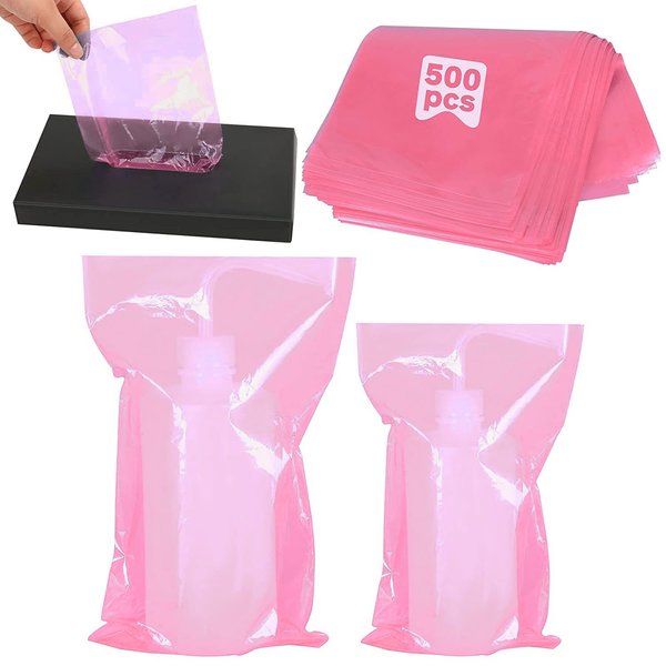 500PCS Pink Tattoo Wash Bottle Bags, Disposable Tattoo Bottle Bags Squeeze Bottle Bag Sleeves Dental Bottle Bag Covers, Tattoo Bottle Cleaning Bags for Tattoo Supplies Accessories