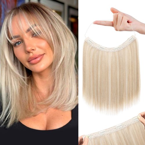 REECHO Invisible Wire Hair Extensions with Thinner Softer Lace Weft 12&quot; Short Straight Clips in S...