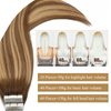 Loxxy Tape in Hair Extensions Seamless Skin Weft Brazilian Natural Remy Thick Human Hair Ombre Chocalate Brown Fading into Chocolate Brown With Strawberry Blonde Highlight R#4-4/27 20pcs 50g 16Inch