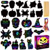 MGparty Scratch Paper Craft for Kids - 48 Pcs Halloween Magic Rainbow Scratch Paper Off Cards Set for Kids Crafts Arts Supplies Halloween Ornaments Party Games Halloween Birthday Gifts