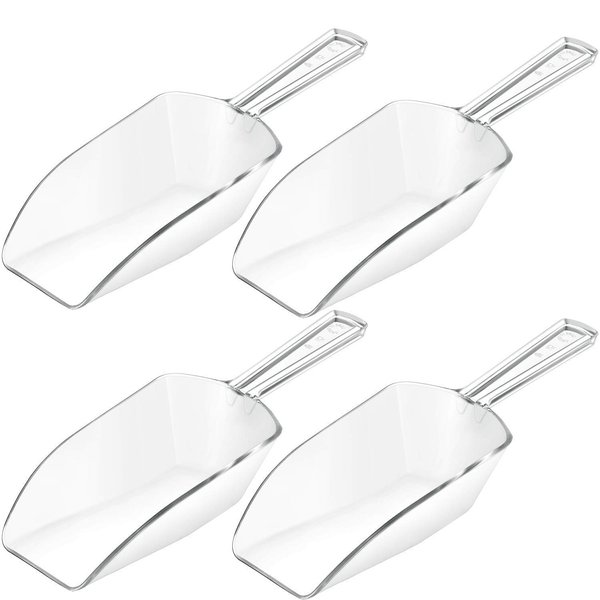 4 Pieces Multi-Purpose Kitchen Scoops Ice Scoop Bath Scoops, Clear Food Candy Sugar Scoop for Kitchen Bar Party Wedding (7.5 Inch Long)