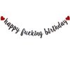 Happy Fucking Birthday Banner, Pre-Strung, Funny Black Paper Glitter Party Decorations for Adult Birthday Party Supplies, Letters Black,ABCpartyland