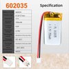 YDL 3.7V 350mAh 602035 Lipo Battery Rechargeable Lithium Polymer ion Battery Pack with PH2.0mm JST Connector
