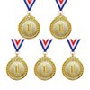 Myartte 5-Pack Gold Medal Set - Olympic Style Winner Award Medals for Sports, Competitions, Spelling Bees, Party Favors, 50mm in Diameter with 80mm Ribbon
