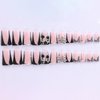 BABALAL Duck Nails Press on Black Fake Nails French Tip Glue ons Nails Star Planet Rose Charm Design Acrylic Nails 24Pcs Punk Goth Duck False Nails