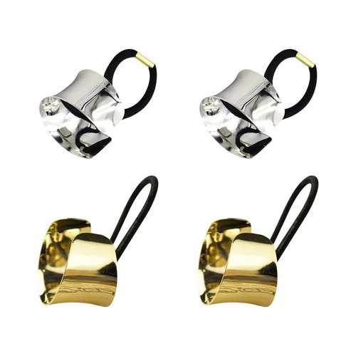 4 Pcs Metal Cuff Hair Ties Metal Ponytail Holder Cuff Elastic Hair Cuffs Glitter Stretch Hair Ban...