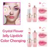 BINGBRUSH 2Pcs Color Changing Lipstick,Pink Crystal Flower Jelly PH Mood Long Lasting Labiales Lip Care Moisturizer Lip Balm Korean Magic Lip Gloss Makeup Lipstick Set for Women