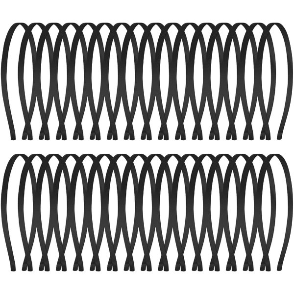 Duufin 32 Pieces Metal Headband DIY Black Thin Metal Headband 5mm Plain Headband Smooth Metal Hair Headbands for Girls and Women
