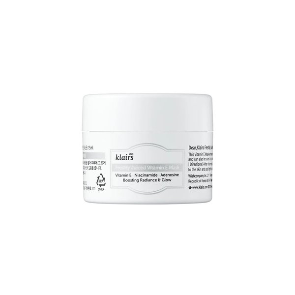 DearKlairs] Freshly Juiced Vitamin E Beauty Mask, 0.5 oz (15 ml), Moisturizer, Boost the Effect Vitamin C, Niacinamide, Adenosine, clear skin, antioxidant serum