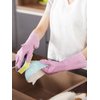 LANON 3 Pairs wahoo Skin-Friendly Cleaning Gloves, Dishwashing Kitchen Gloves with Cotton Flocked Liner, Reusable, Non-Slip, Mauve Mist, Medium