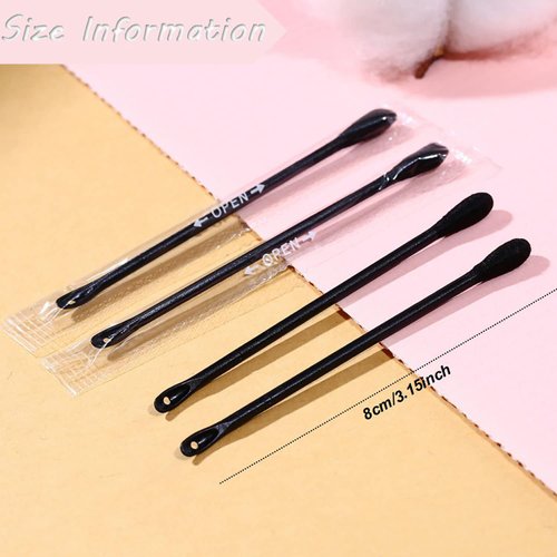 300Packs Disposable Double-Headed Comedones Extractor Plastic Blackhead Remover Black Pimple Popper Tool Acne Removal Stick Cotton Swab Beauty Tool