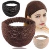 IMMER LIEBEN 3 Pcs Wide Lace Headbands Elastic Head Wrap Stretch Hair Accessories Makeup Headband Elegant Hair Band for Lady Women Girls 3 Colors （Black, Beige, Brown）