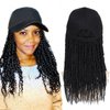 AliRobam Hat Wig Pre-Twisted Passion Twist Hair Braids with Baseball Cap Synthetic Bomb Twists Hair Wig Hat Adjustable Black Baseball Hat Wig for Black Women (14inch, 1B)