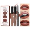 RG ROUGE LX 3-in-1 Lip Gloss Set: Matte Lipstick, Moisturizing Lip Gloss, 2mm Lip Liner. The Matte Texture Is Non-sticky,waterproof, The Moisturizing Texture Is Hydrating (05- Maple Leaf Red-Brown)