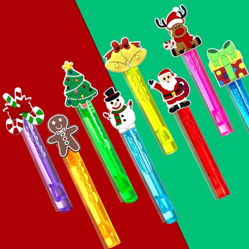 uoyoi Christmas Party Favors,24Pcs Christmas Bubble Wands for Kids,Xmas Bubble Wand for Christmas Birthday Party Supplies,Classroom Prizes Pinata Goodie Bag Stuffers Gift