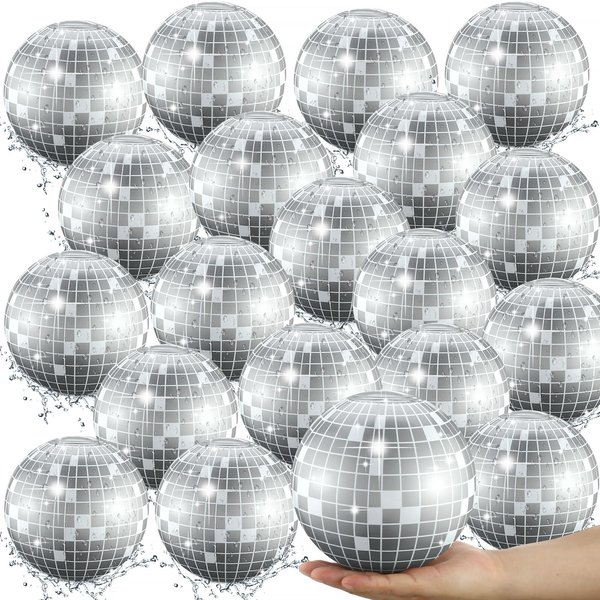 Chitidr 24 Pcs Inflatable Beach Ball Inflatable Disco Ball Disco Theme Party Decoration Summer Pool Toys Indoor Outdoor Beach Sports Theme Gift Decor
