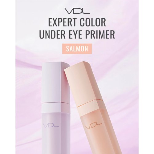 VDL Expert Color Under-Eye Primer (Salmon, 0.19 oz) - Color-Correcting Concealer for Dark Circles, Uneven Skin Tone. Hydrating, Smooth. Korean Makeup.