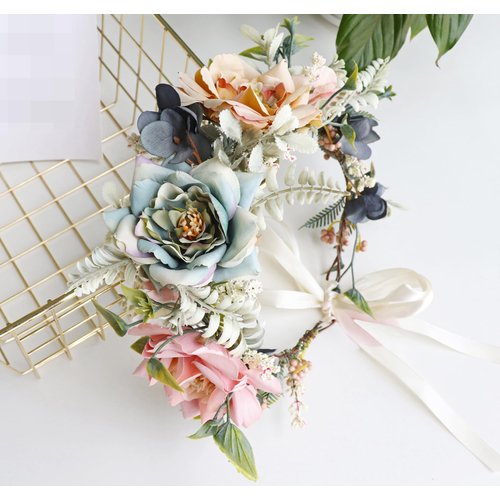 Vivivalue Fairy Flower Crown woodland floral headband Forest Elf Headpiece Elven Circlet Accessory for Women Girls Halloween Cosplay Renaissance Party