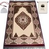 ESERRA Muslim Prayer Rug, 99 Prayer Beads and Prayer Cap Included, Prayer Mats Muslim for Praying Men, Women, and Kids, Prayer Set, Prayer Rugs Islam (Red)