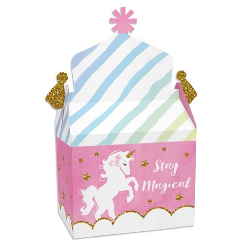 Big Dot of Happiness Rainbow Unicorn - Treat Box Party Favors - Magical Unicorn Baby Shower or Bi...
