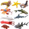 Guaishou Ocean Sea Marine Animal Figures Model Figurine Shark Turtle Walrus Dolphin Octopus Decoration Playset 10pcs Gifts Collection Cognitive Toys