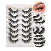 Cat Eye Lashes Short Natural Eyelashes,Fluffy Wispy Lashes 7 Pairs False Lash Wispy Volume Fake Eyelash Faux Mink Strip Lashes Pack for Daily Makeup (Natural N2, 7 Pairs Pack)
