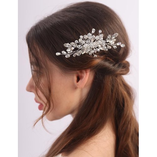 BERYUAN Bridal Rhinestone Crystal Beads Hair Comb Silver Rhinestone Wedding Headpiece Wedding Bridal Hair Side Comb Crystal Rhienstone Wedding Hair Comb for Wedding Women