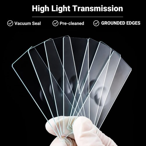 creahub Microscope Slides Concave, Single concave 50pcs Glass Slide with Single Depression for Wet Specimen, Lab Sample Observe, Gift for Kids