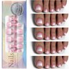 Maigitur Toe Nail Tips - Short Gradient Toenail Press Ons, 120Pcs Pink White Ombre Soft Gel Toe Nail Tips, Soak Off Press On Toenails Square Fake Toes for Women Girls Manicure