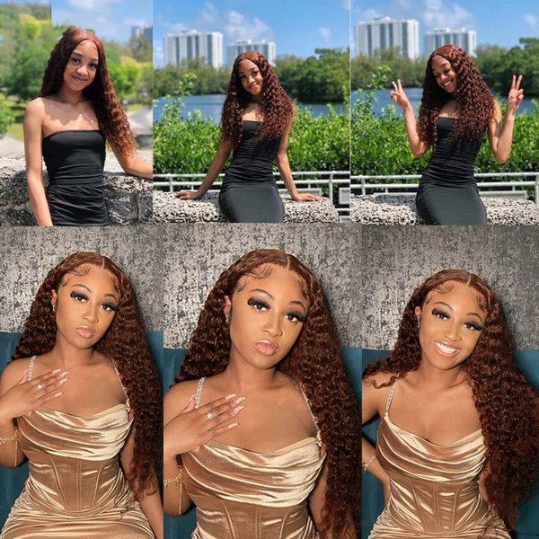 Brown Deep Wave Bundles Color #4 Human Hair Bundles 26 28 30 Inch 8A Brazilian Virgin Brown Wet and Wavy Bundles Human Hair Weave Remy Hair Extensions Chocolate Brown Bundles