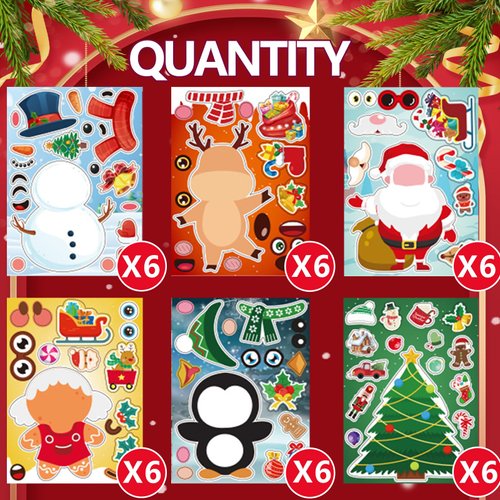 Comelodiant Christmas Arts and Crafts for Toddlers 36 PCS Christmas Stickers for Kids Craft Christmas Make Face Party Games Stickeres Favors Xmas Activities Supplies