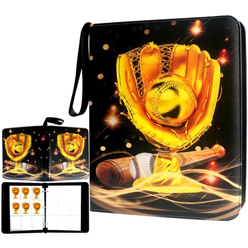 Trading Card Binder 900 Pockets, Baseball Card Binder Holder with 50 Removable Sleeves Fits 900 Sport Cards, Baseball Card Gifts Collector Album with Zipper Storage Display Case