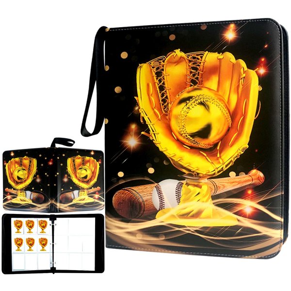 Trading Card Binder 900 Pockets, Baseball Card Binder Holder with 50 Removable Sleeves Fits 900 Sport Cards, Baseball Card Gifts Collector Album with Zipper Storage Display Case