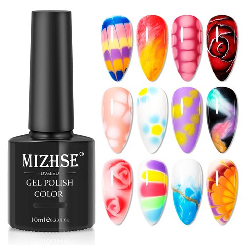 MIZHSE Blooming Gel Nail Polish Clear Nail Blooming Gel Blossom Marble Gel Polish Soak Off U V LED Gel for Nail Art Manicure Painting Nail Design 10mL 0.33oz