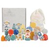 Toddler 30 Piece Stacking Wood Blocks Space Gift - Montessori 2 Year Old Fine Motor Skills Toy Learning Stacking Shape Sorter Sensory Preschool Busy Journey to the Moon (Block Set, Wood)
